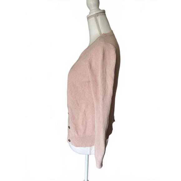 CAbi Light Pink Ribbed Knit Cardigan with Lace-Up Back Detail - Picture 2 of 6